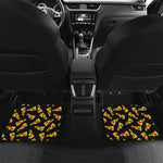Black Pizza Pattern Print Front and Back Car Floor Mats