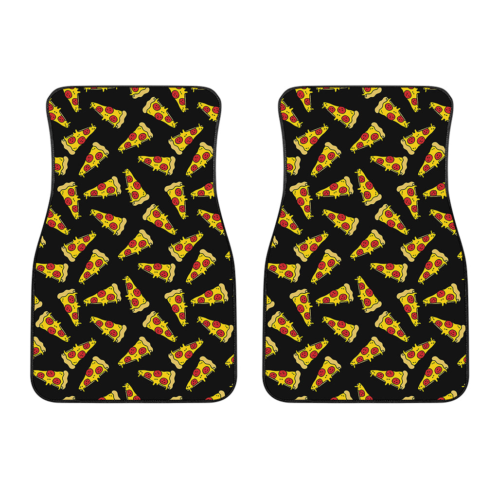 Black Pizza Pattern Print Front Car Floor Mats