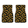 Black Pizza Pattern Print Front Car Floor Mats