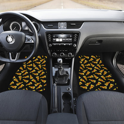 Black Pizza Pattern Print Front Car Floor Mats