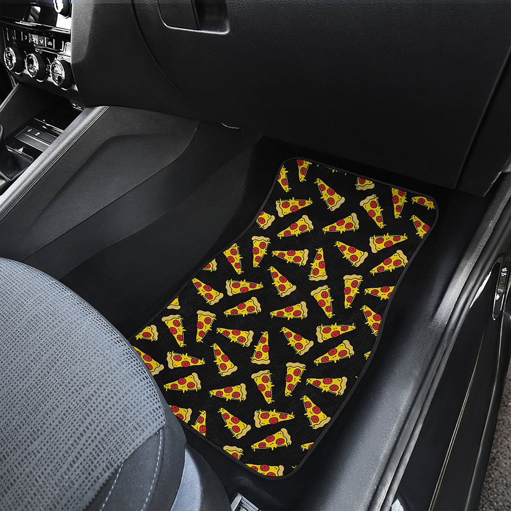 Black Pizza Pattern Print Front Car Floor Mats