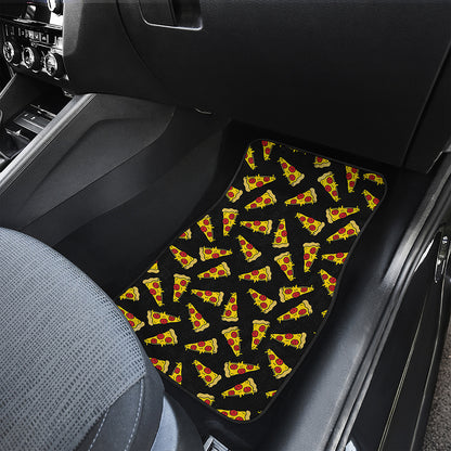 Black Pizza Pattern Print Front Car Floor Mats