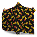 Black Pizza Pattern Print Hooded Blanket