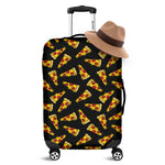 Black Pizza Pattern Print Luggage Cover