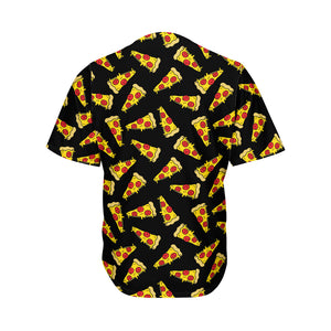 Black Pizza Pattern Print Men's Baseball Jersey