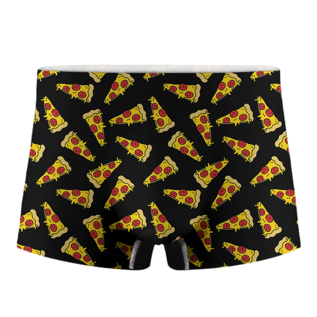 Black Pizza Pattern Print Men's Boxer Briefs
