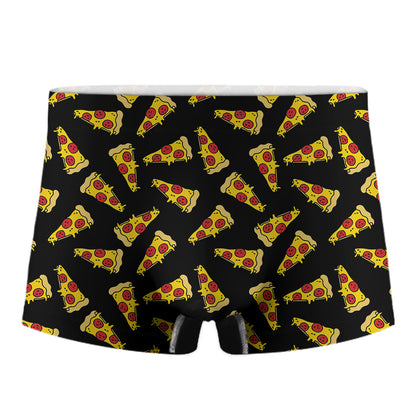 Black Pizza Pattern Print Men's Boxer Briefs