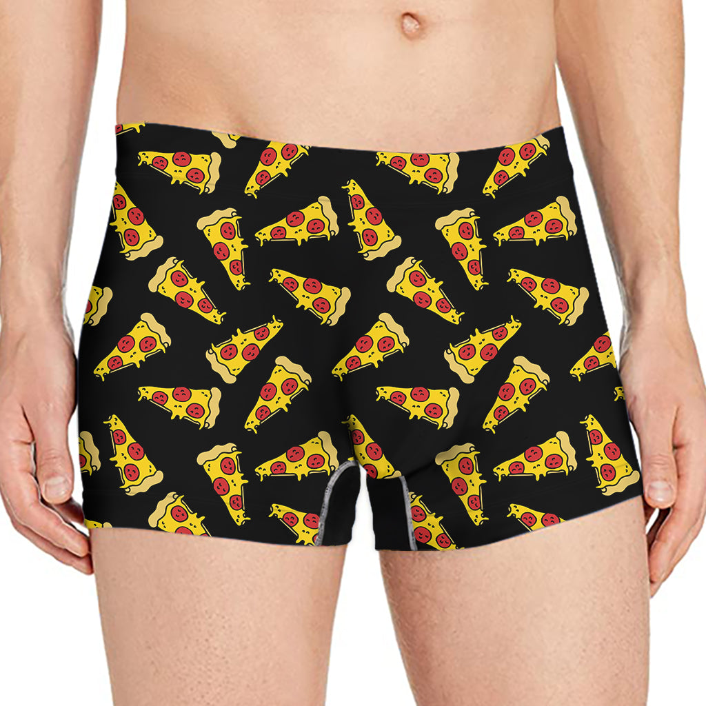 Black Pizza Pattern Print Men's Boxer Briefs