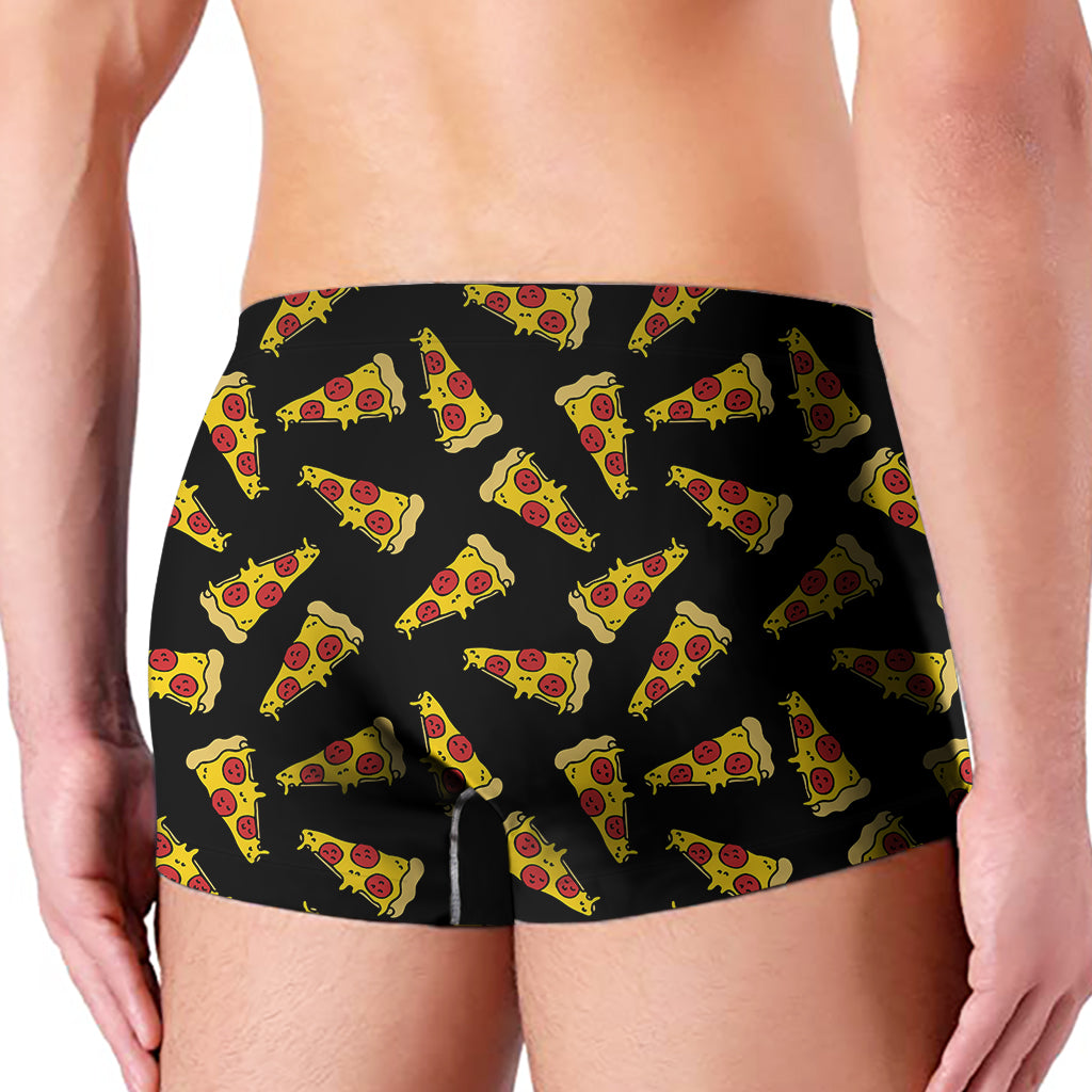 Black Pizza Pattern Print Men's Boxer Briefs