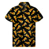 Black Pizza Pattern Print Men's Short Sleeve Shirt