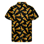 Black Pizza Pattern Print Men's Short Sleeve Shirt