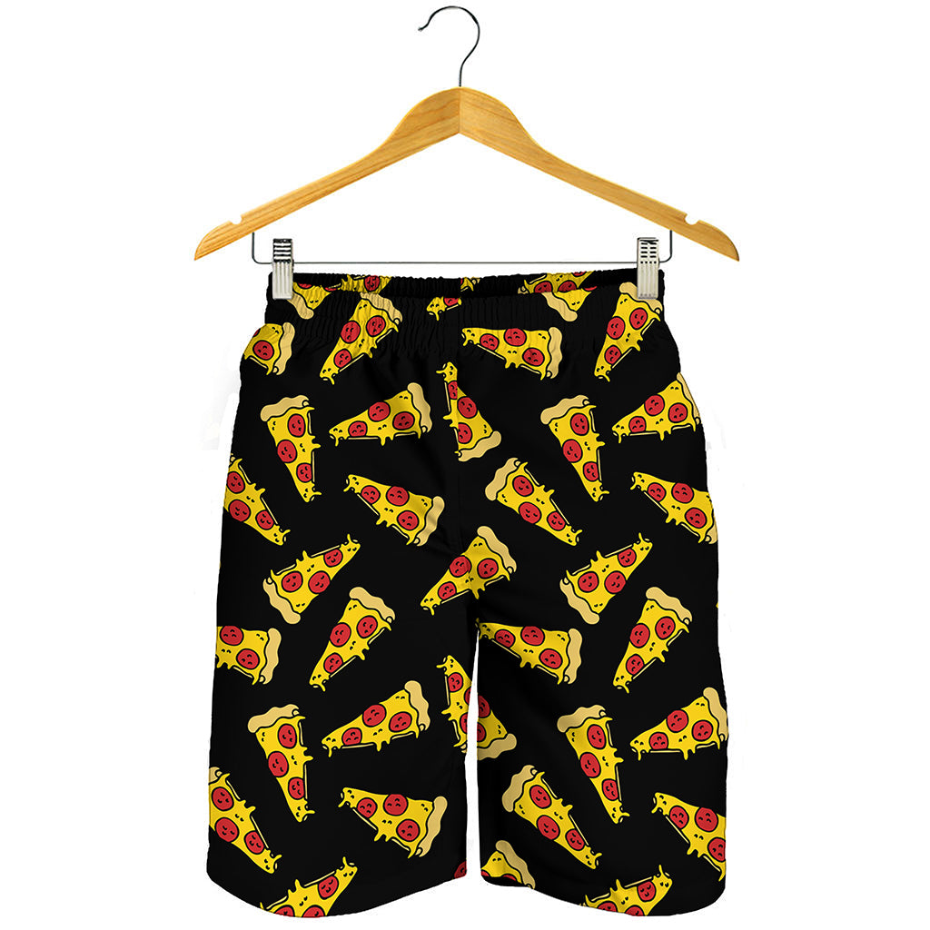 Black Pizza Pattern Print Men's Shorts