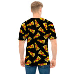 Black Pizza Pattern Print Men's T-Shirt