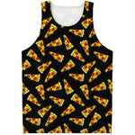 Black Pizza Pattern Print Men's Tank Top
