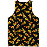 Black Pizza Pattern Print Men's Tank Top