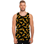 Black Pizza Pattern Print Men's Tank Top