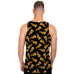 Black Pizza Pattern Print Men's Tank Top