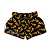 Black Pizza Pattern Print Muay Thai Boxing Shorts