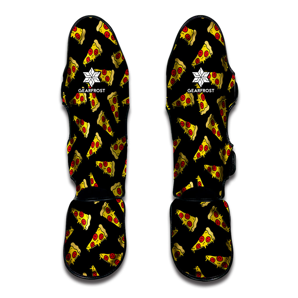 Black Pizza Pattern Print Muay Thai Shin Guard