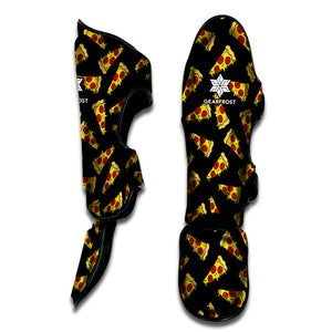 Black Pizza Pattern Print Muay Thai Shin Guard