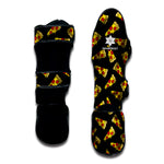 Black Pizza Pattern Print Muay Thai Shin Guard