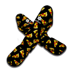 Black Pizza Pattern Print Muay Thai Shin Guard