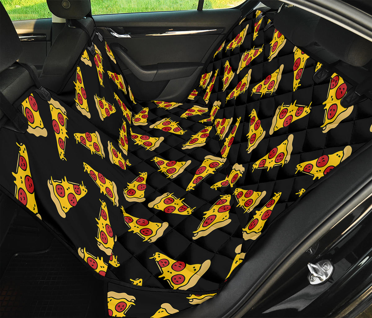 Black Pizza Pattern Print Pet Car Back Seat Cover
