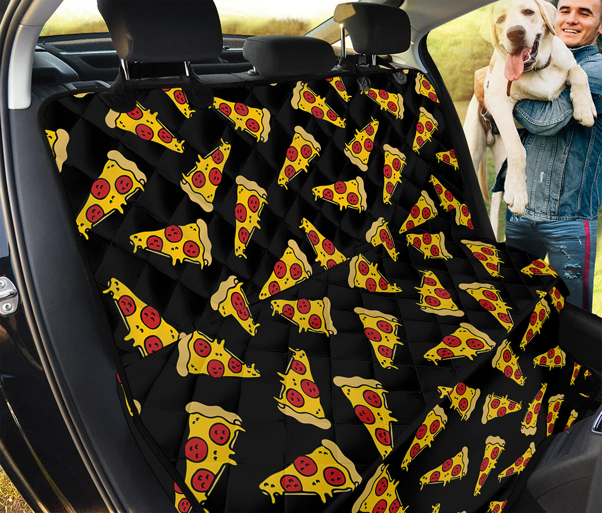 Black Pizza Pattern Print Pet Car Back Seat Cover