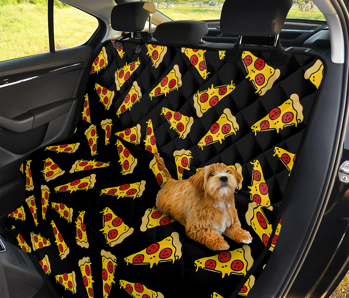 Black Pizza Pattern Print Pet Car Back Seat Cover