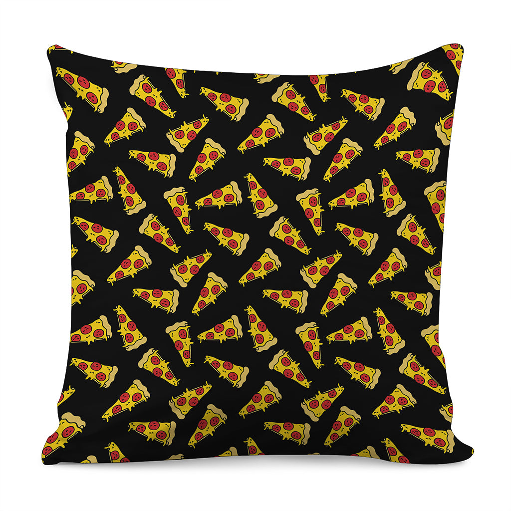 Black Pizza Pattern Print Pillow Cover