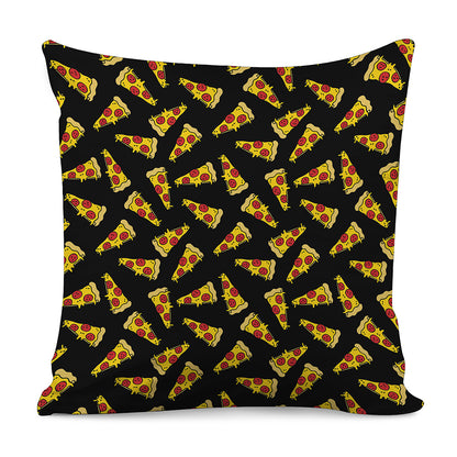 Black Pizza Pattern Print Pillow Cover