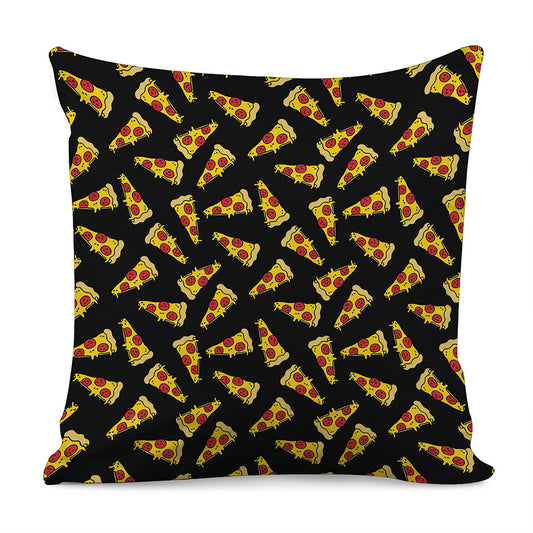Black Pizza Pattern Print Pillow Cover
