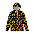 Black Pizza Pattern Print Pullover Hoodie