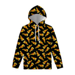 Black Pizza Pattern Print Pullover Hoodie