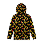 Black Pizza Pattern Print Pullover Hoodie