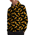 Black Pizza Pattern Print Pullover Hoodie