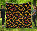 Black Pizza Pattern Print Quilt