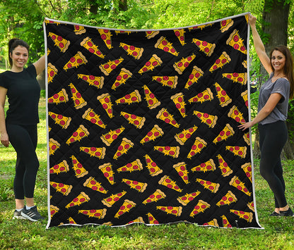 Black Pizza Pattern Print Quilt