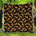 Black Pizza Pattern Print Quilt