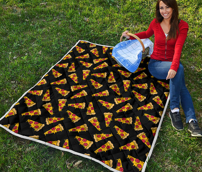 Black Pizza Pattern Print Quilt