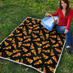 Black Pizza Pattern Print Quilt