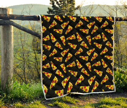 Black Pizza Pattern Print Quilt