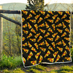 Black Pizza Pattern Print Quilt