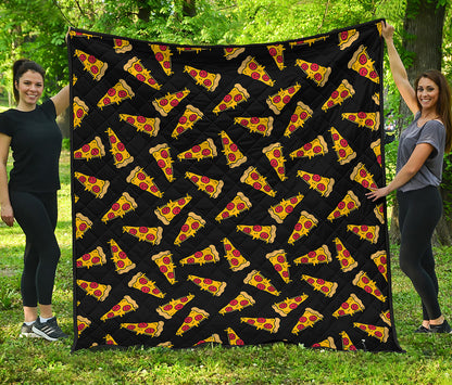 Black Pizza Pattern Print Quilt