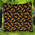 Black Pizza Pattern Print Quilt