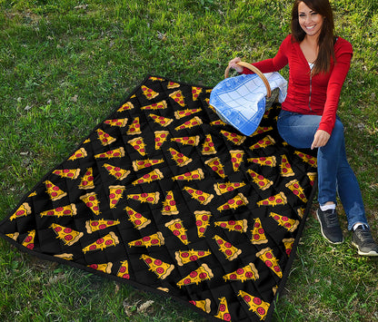 Black Pizza Pattern Print Quilt