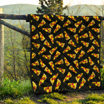 Black Pizza Pattern Print Quilt