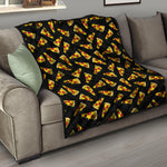 Black Pizza Pattern Print Quilt