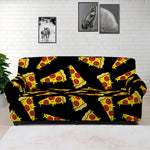 Black Pizza Pattern Print Sofa Cover