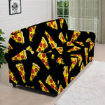 Black Pizza Pattern Print Sofa Cover